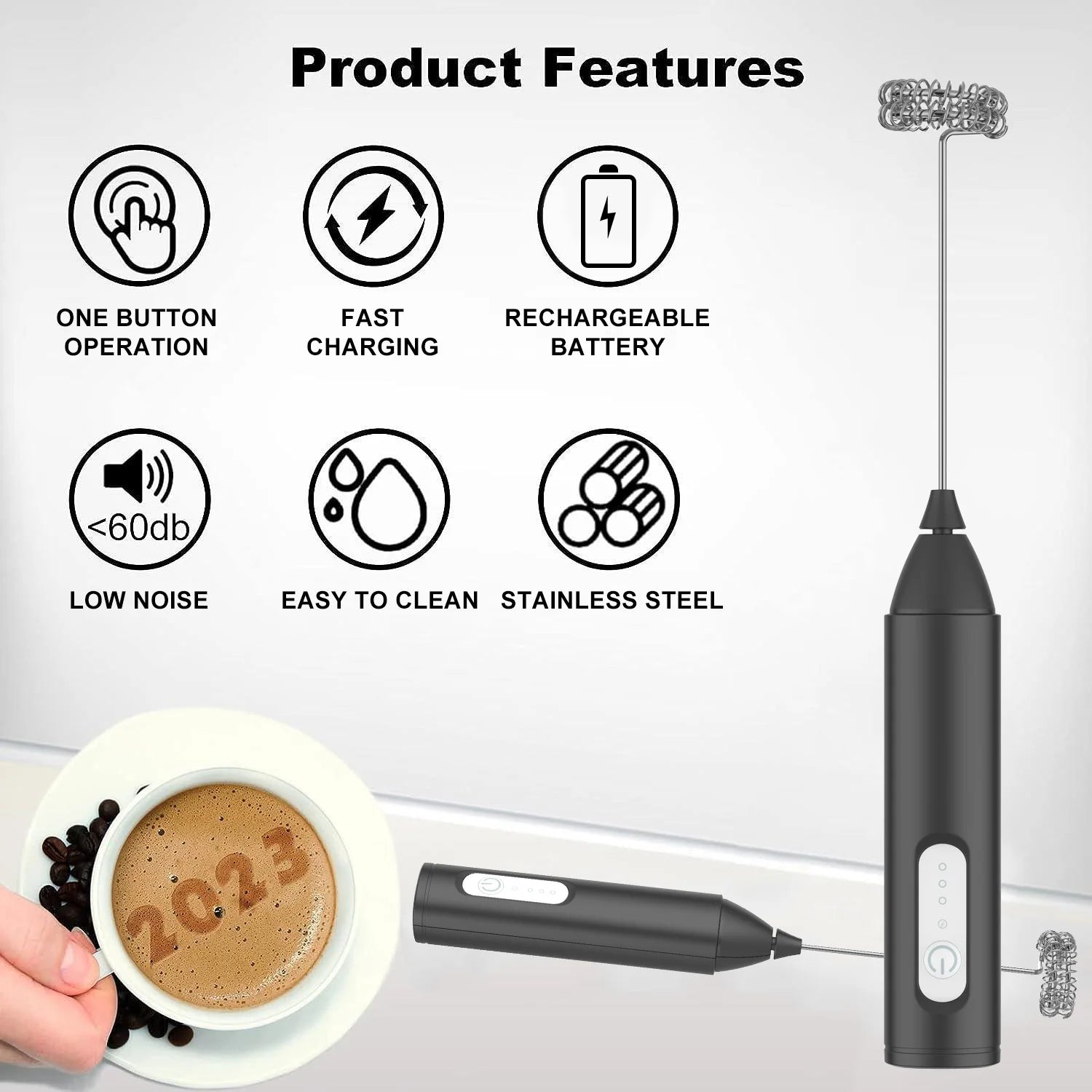 Espumador de Leche Eléctrico - en uso