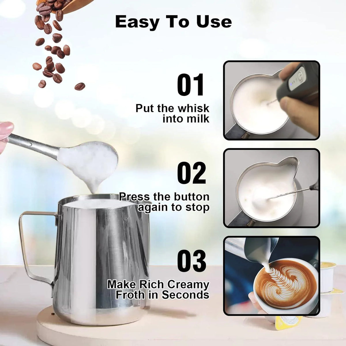 Espumador de Leche Eléctrico - accesorios