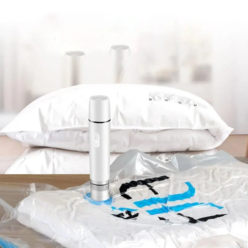 Mini Handheld Vacuum Sealer - sealing a storage bag
